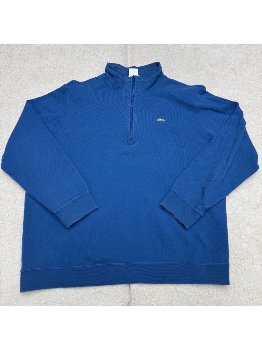 Lacoste Men's Blue 100% Cotton 1/4 Zip LS Pullover Sweater Top Iconic Logo Sz 7